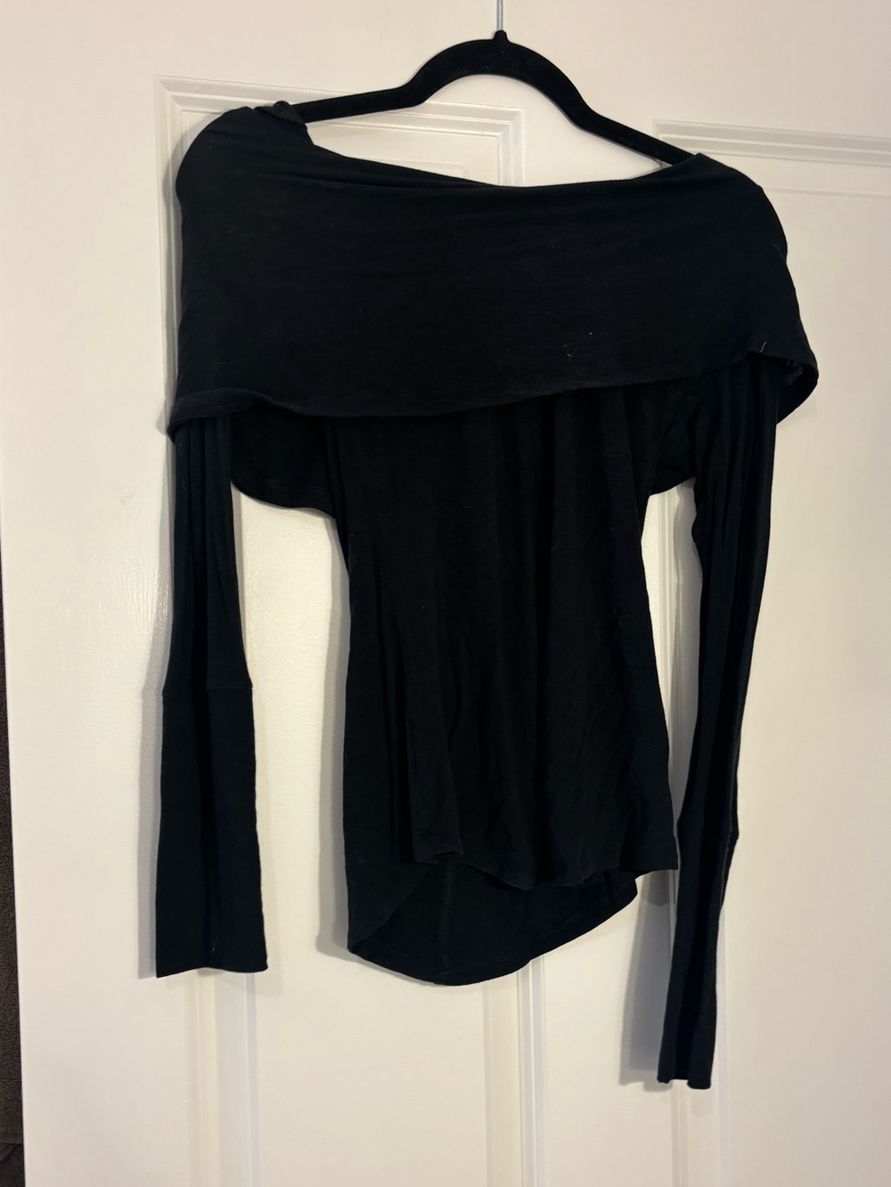 Black off shoulder free people long sleeve top